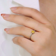 Load image into Gallery viewer, LUOWEND 18K White Gold Real Natural Yellow Diamond Ring for Women
