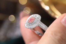 Load image into Gallery viewer, LUOWEND 18K White Gold Real Natural Pink Diamond Ring for Women