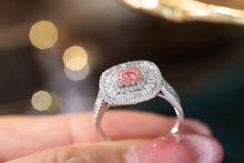 Load image into Gallery viewer, LUOWEND 18K White Gold Real Natural Pink Diamond Ring for Women