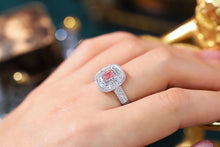Load image into Gallery viewer, LUOWEND 18K White Gold Real Natural Pink Diamond Ring for Women