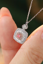 Load image into Gallery viewer, LUOWEND 18K White Gold Real Natural Pink Diamond Pendant Necklace for Women