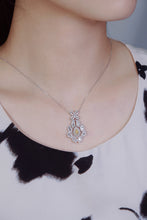Load image into Gallery viewer, LUOWEND 18K White Gold Real Natural Yellow Diamond Pendant Necklace for Women