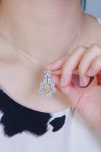Load image into Gallery viewer, LUOWEND 18K White Gold Real Natural Yellow Diamond Pendant Necklace for Women