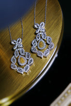 Load image into Gallery viewer, LUOWEND 18K White Gold Real Natural Yellow Diamond Pendant Necklace for Women