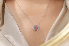 Load image into Gallery viewer, LUOWEND 18K White Gold Real Natural Pink Diamond Pendant Necklace for Women