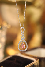 Load image into Gallery viewer, LUOWEND 18K White Gold Real Natural Pink Diamond Pendant Necklace for Women