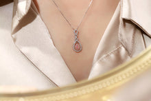 Load image into Gallery viewer, LUOWEND 18K White Gold Real Natural Pink Diamond Pendant Necklace for Women