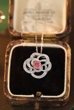 Load image into Gallery viewer, LUOWEND 18K White Gold Real Natural Pink Diamond Pendant Necklace for Women