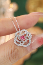 Load image into Gallery viewer, LUOWEND 18K White Gold Real Natural Pink Diamond Pendant Necklace for Women