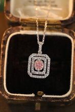 Load image into Gallery viewer, LUOWEND 18K White Gold Real Natural Pink Diamond Pendant Necklace for Women