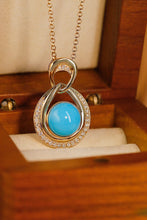 Load image into Gallery viewer, LUOWEND 18K Yellow Gold Real Natural Turquoise Necklace for Women