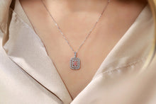 Load image into Gallery viewer, LUOWEND 18K White Gold Real Natural Pink Diamond Pendant Necklace for Women