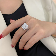 Load image into Gallery viewer, LUOWEND 18K White Gold Natural Diamond Ring for Women