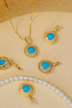 Load image into Gallery viewer, LUOWEND 18K Yellow Gold Real Natural Turquoise Necklace for Women