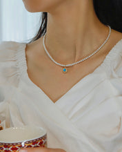 Load image into Gallery viewer, LUOWEND 18K Yellow Gold Real Natural Turquoise Necklace for Women