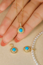 Load image into Gallery viewer, LUOWEND 18K Yellow Gold Real Natural Turquoise Necklace for Women