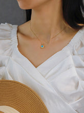 Load image into Gallery viewer, LUOWEND 18K Yellow Gold Real Natural Turquoise Necklace for Women