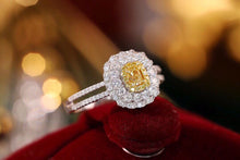 Load image into Gallery viewer, LUOWEND 18K White Gold Real Natural Yellow Diamond Ring for Women