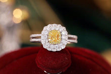 Load image into Gallery viewer, LUOWEND 18K White Gold Real Natural Yellow Diamond Ring for Women