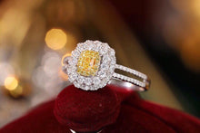 Load image into Gallery viewer, LUOWEND 18K White Gold Real Natural Yellow Diamond Ring for Women