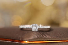 Load image into Gallery viewer, LUOWEND 18K White Gold Real Natural Diamond Ring for Women