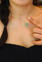 Load image into Gallery viewer, LUOWEND 18K White Gold Real Natural Emerald Necklace for Women