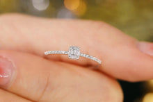 Load image into Gallery viewer, LUOWEND 18K White Gold Real Natural Diamond Ring for Women