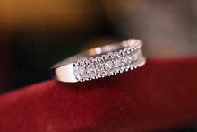 Load image into Gallery viewer, LUOWEND 18K White Gold Real Natural Diamond Ring for Women