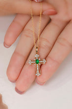 Load image into Gallery viewer, LUOWEND 18K Yellow Gold Real Natural Emerald and Diamond Gemstone Necklace for Women