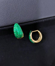 Load image into Gallery viewer, LUOWEND 18K Yellow Gold Natural Emerald Earrings for Women