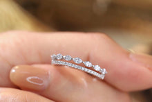 Load image into Gallery viewer, LUOWEND 18K White Gold Real Natural Diamond Ring for Women
