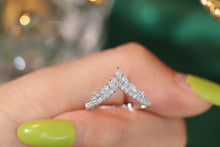 Load image into Gallery viewer, LUOWEND 18K White Gold Real Natural Diamond Ring for Women