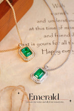Load image into Gallery viewer, LUOWEND 18K White/Yellow Gold Real Natural Emerald Necklace for Women