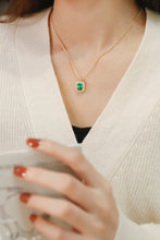 Load image into Gallery viewer, LUOWEND 18K White/Yellow Gold Real Natural Emerald Necklace for Women