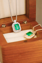 Load image into Gallery viewer, LUOWEND 18K White/Yellow Gold Real Natural Emerald Necklace for Women