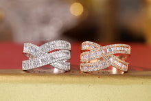 Load image into Gallery viewer, LUOWEND 18K White or Rose Gold Real Natural Diamond Ring for Women