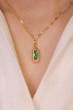 Load image into Gallery viewer, LUOWEND 18K Yellow Gold Real Natural Emerald Necklace for Women