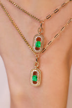 Load image into Gallery viewer, LUOWEND 18K Yellow Gold Real Natural Emerald Necklace for Women