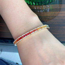 Load image into Gallery viewer, LUOWEND 18K Yellow Gold Natural Diamond and Color Sapphire Bracelet for Women