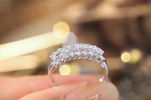 Load image into Gallery viewer, LUOWEND 18K White Gold Real Natural Diamond Ring for Women