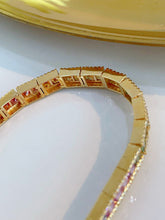 Load image into Gallery viewer, LUOWEND 18K Yellow Gold Natural Diamond and Color Sapphire Bracelet for Women