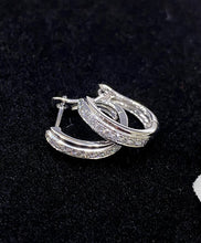 Load image into Gallery viewer, LUOWEND 18K White Gold Natural Diamond Earrings for Women
