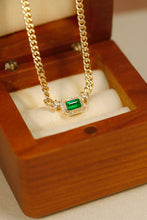 Load image into Gallery viewer, LUOWEND 18K Yellow Gold Real Natural Emerald and Diamond Gemstone Necklace for Women