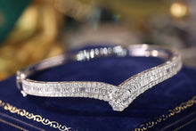 Load image into Gallery viewer, LUOWEND 18K White Gold Real Natural Diamond Bangle for Women