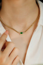 Load image into Gallery viewer, LUOWEND 18K Yellow Gold Real Natural Emerald and Diamond Gemstone Necklace for Women