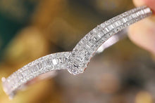 Load image into Gallery viewer, LUOWEND 18K White Gold Real Natural Diamond Bangle for Women