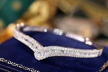 Load image into Gallery viewer, LUOWEND 18K White Gold Real Natural Diamond Bangle for Women