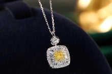 Load image into Gallery viewer, LUOWEND 18K White Gold Real Natural Yellow Diamond Pendant Necklace for Women
