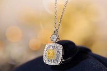 Load image into Gallery viewer, LUOWEND 18K White Gold Real Natural Yellow Diamond Pendant Necklace for Women