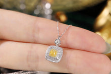 Load image into Gallery viewer, LUOWEND 18K White Gold Real Natural Yellow Diamond Pendant Necklace for Women